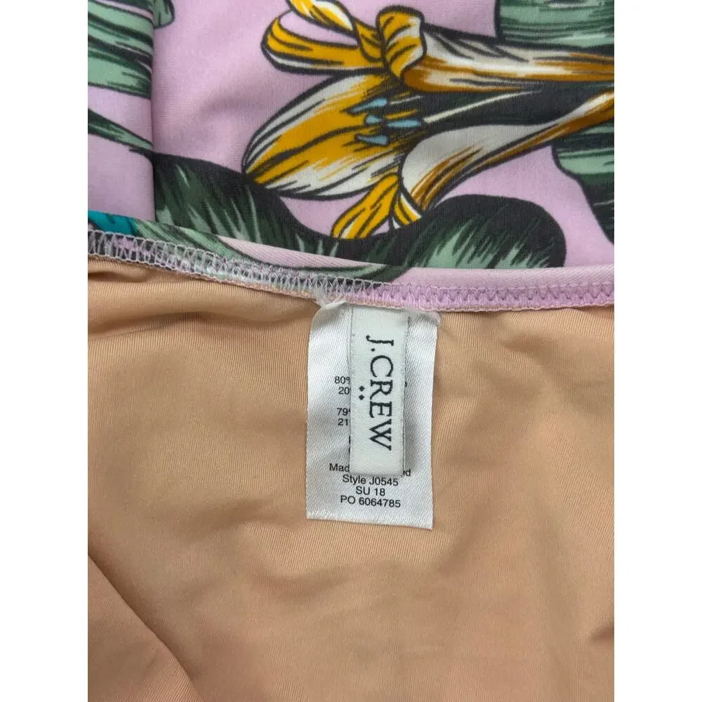 J.Crew Tie Front One Piece Swimsuit Tropical Floral Pink Green Size Small